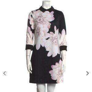 Ted Baker Black Dress with Pink Floral Design